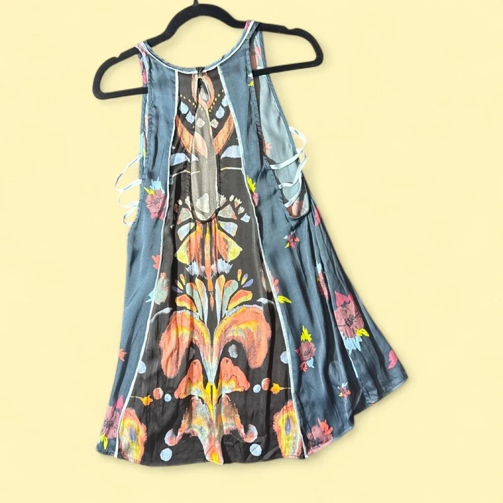 Free People Printed Swing Dress with Pockets | Sleeveless Boho Mini Dress